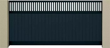 Черные откатные ворота Alutech 5000x2500, дизайн